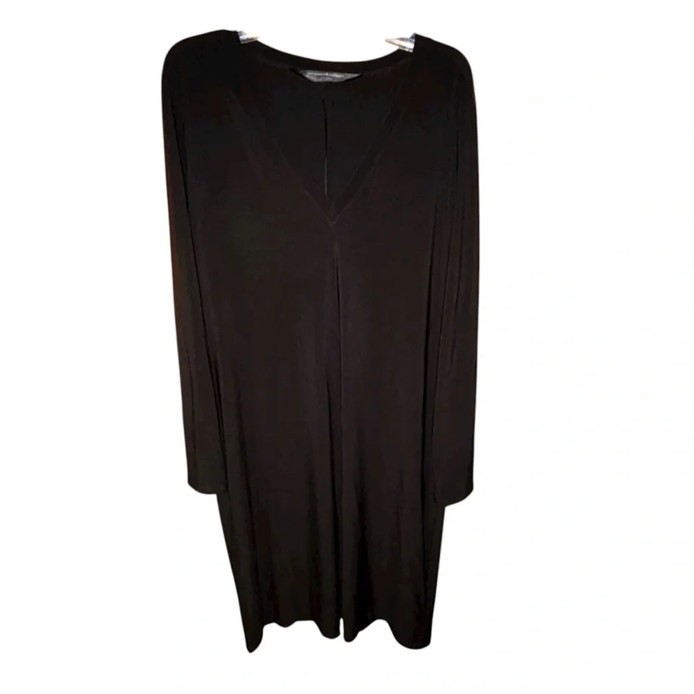 Norma Kamali Black Long Sleeve V-Neck Midi‎ Jersey Dress XXL 2X
